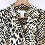 Jordan  Animal Print Blouse Womens‎ Medium Mobwife Retro Safari Classic Roll Tab Photo 1