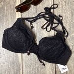 Pour Moi? Black Lace Halter Bikini Top Size L Photo 1