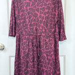 H by Halston  Women's Medium Burgundy Abstract Print Drawstring Waist Dress M Photo 0