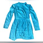Nasty Gal NWT  Women's Wrap Teal Mini  Dress Size‎ 6  Jacquard Long Sleeves Photo 2