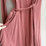 Urban Outfitters  Ribbed Wrap Long Sleeve Dress, Dusty Rose, Size Medium Photo 15