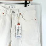 MNG NWT Havana Straight Leg Jeans Cropped Raw Hem High‎ Waist White Size 4 Photo 1