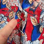 Kut From The Kloth  Blouse Top Womens Medium Red Floral Sheer‎ Chiffon V-Neck Tie Photo 6