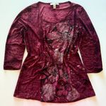 Dress Barn  VTG Y2K Beaded Floral 3/4 Sleeve Romantic Cottagecore Statement Top S Photo 1