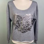 American Apparel grey raw edge crop sweatshirt with heart. One Size. EUC Photo 0