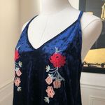 THML  Stitch Fix Karrah Blue Velvet Embroidered Top M Photo 2