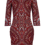 Haute Hippie  Merlot Embroidered Sheath Dress Size 4 Photo 0