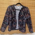 Blair VINTAGE floral tapestry open front jacket with a scalloped edge woman’s 10 Photo 3