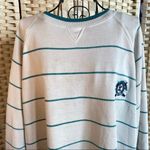 Vintage Marine Club Striped Crew Neck Sweatshirt Faded White Teal Size Large Photo 2