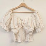 Sage the Label Crop Puff Sleeve Smocked Blouse Size Small Photo 1