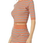 Favorite Daughter Women's Size L Coral The Revenge Stripe Crop Knit Top NWT Orange Size L Photo 0