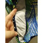 CHAPS Women's Size 18 Blue Green Palm Frond Beaded Halter One-Piece Swimsuit Photo 5