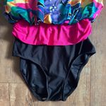 Vintage 90’s Robby Len Bright Floral Colored One Piece Swimsuit Size Medium Pink Photo 2