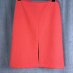 Ann Taylor Red Orange A-line Skirt Front Slit 12 Petite Double Weave New Career Photo 0