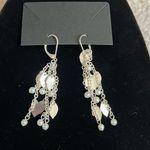 Premier Designs New  Silver Wing and Pearl Dangle earrings Photo 1