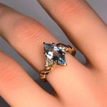 14KT MAGNIFIECENT LIQUID SKY BLUE TOPAZ W/ 6 BRILLIANT DIAMOND ACCENT REGAL RING Gold Photo 1