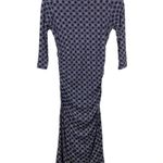 Boden Boatneck Ruched Sheath Dress Honeycomb Pattern Blue Size 8 Photo 6
