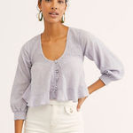 Free People  Waiting on Summer Smocked Crop Top Lilac Lavender Purple- Size Small Photo 0