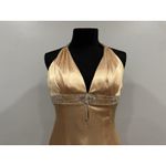 Mori Lee Light Gold Satin Vintage VTG Halterneck Gown Dress 13/14 Photo 1