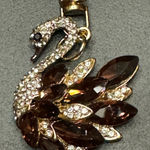 1pc Rhinestone Swan Keychain Elegant Animal Alloy Key Chain Ring Bag Backpack Brown Photo 0