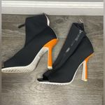 ALDO Love Planet Women's Open Toe Bootie Heel Black With Neon Orange Heel Sz 8 Photo 3