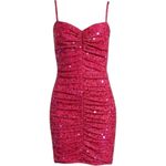 Tadashi Shoji NWT Sho By  Sequin BodyCon‎ Ruched Hot Pink Mini Dress Large $268 Photo 4