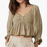 Free People  Crop Brittnee Print Smocked Peplum Top Photo 5