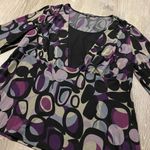 Briggs New York Purple & Black Geometric Top | Shirt | Blouse | Business Casual Photo 1