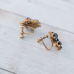 Vintage Screw Back Earrings Dark Purple & Blue Gems Photo 7