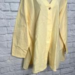Coldwater Creek  One Button Linen Cardigan Top Yellow Size 1X Tie Back New Photo 1