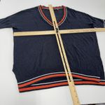 525 America Sweater Womens XS Blue Black Striped V Neck Linen Blend Pullover Photo 4