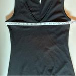 Vintage 70s black stretchy A line V neck sleeveless Maxi dress Size 7 Photo 7