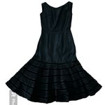 1950s Style Black Velvet Trim Tiered Cocktail Dress Red Tulle Unbranded Small Photo 3