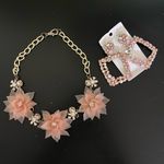 Neutral Flower & Gems Necklace .. Time And Tru Brand with statement earrings Photo 1