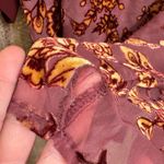 Forever 21  Maroon Golden Floral Velvet Burnout Open Front Kimono Small Photo 7