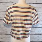 RSQ  T-Shirt Cropped Cream w Red/Blue Stripes-Large Photo 1