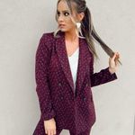 Diane Von Furstenberg  Red Printed Wool Blend Blazer Coat Size 6 Photo 0