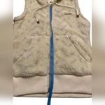 Billabong ​ Sherpa Fleece Hooded Vest Cozy Boho Gorpcore Cream Chevron Photo 4