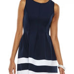 Apt. 9  Navy Blue Colorblock Fit & Flare Scuba Dress Photo 0