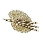 6 Vintage Gold Tone Artists Painters Pallet & Brushes Brooch Pin 2” Photo 0