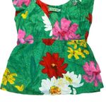 Jams World Jaisy Bold Floral Print Top Green Bright Tropical Vintage Size XL Photo 3