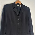 Ann Taylor Vintage  Silk Elegant Black Blazer Jacket Pockets Minimalist Classic Photo 1