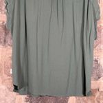 Orvis  Short Sleeveless Blouse Women's XL Rayon Crepe‎ V-Neck Button Front Green Photo 7