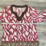 JM Collection 100% Linen Pink, Brown & White Abstract Print Tunic Size 14 Photo 8