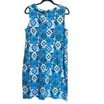 Talbots  Sheath Dress Women Large Blue Multi Paisley Artsy Boho Print Sleeveless Photo 4