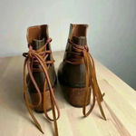 Etc Cognac Ankle Booties With Tie Back Detail Boho Casual Western Women’s Sz 6/7 Brown Photo 5