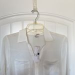 Sans Souci  Small Color Block Button Front Black Cream Semi Sheer Blouse NWT Photo 2