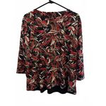 BCX  Women's Blouse Size 1X Red Black Gold Mock Tank Polyester Spandex Metallic Photo 1