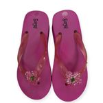 Snappy Turtle 𓆉 Sequin Flower Embellish Platform Flip Flop Sandal 𓆉 Fuchsia 9M Pink Size 9 Photo 8