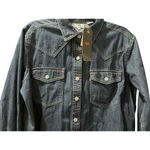 Levi's  NWT Western Dark Wash Denim Jean Button Down Shirt Size Small Blue Rodeo Photo 3